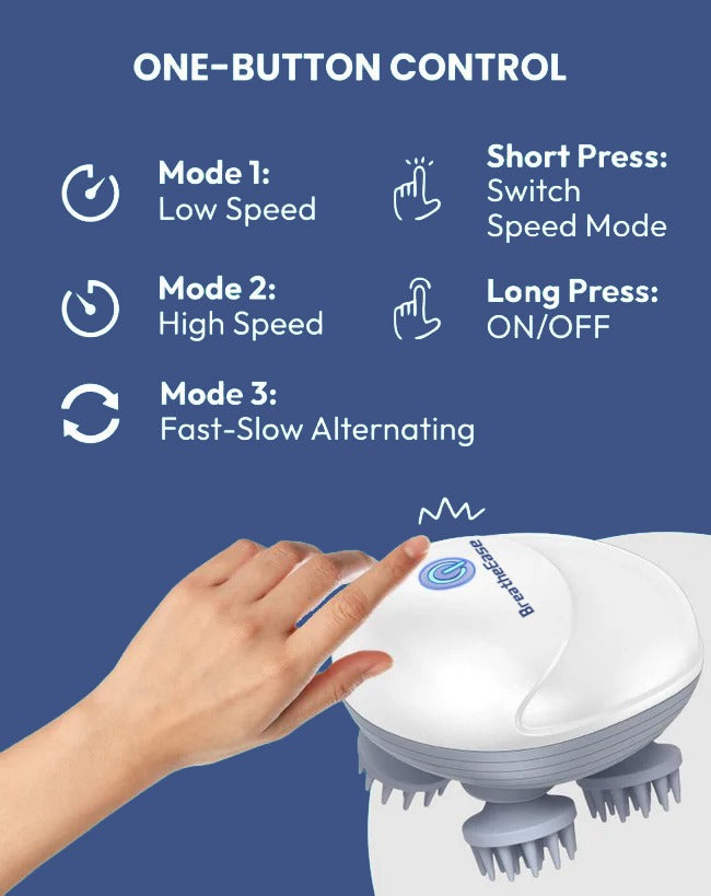 Electric Scalp Massager | Portable Head Massager with 4 Rotating Nodes for Hair Growth, Relaxation & Stress Relief Massager